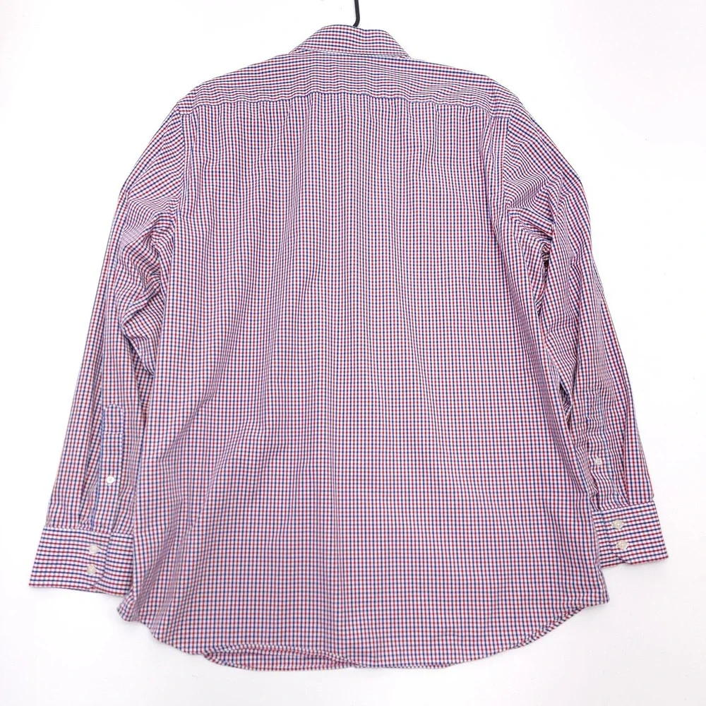 Banana Republic Slim Fit Non Iron Button Down Shirt Mens XL Plaid Red White Blue